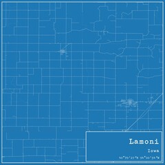 Blueprint US city map of Lamoni, Iowa.