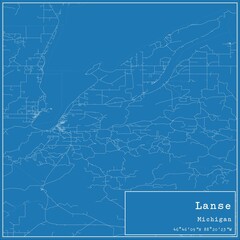 Blueprint US city map of Lanse, Michigan.