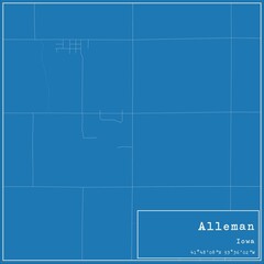 Blueprint US city map of Alleman, Iowa.