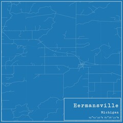 Blueprint US city map of Hermansville, Michigan.