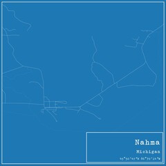 Blueprint US city map of Nahma, Michigan.