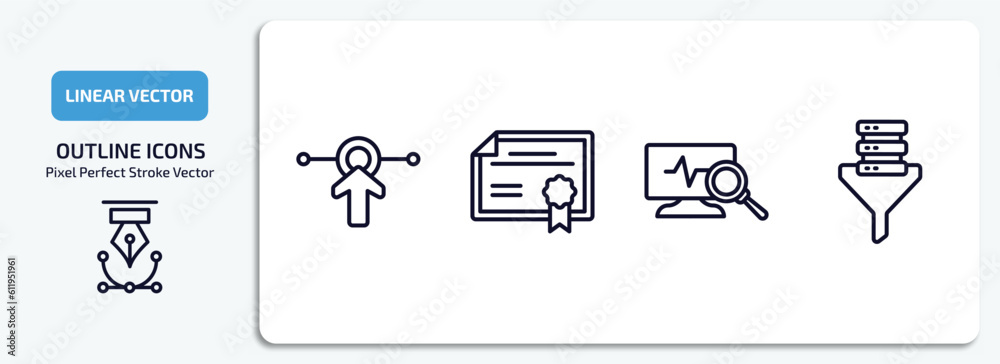 Poster internet security outline icons set. internet security thin line icons pack included interactive, ne