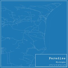 Obraz premium Blueprint US city map of Paradise, Michigan.