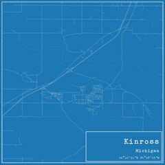Blueprint US city map of Kinross, Michigan.
