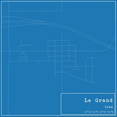 Blueprint US city map of Le Grand, Iowa.