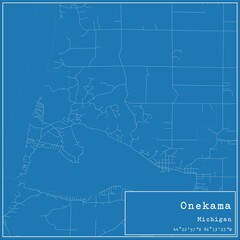 Blueprint US city map of Onekama, Michigan.