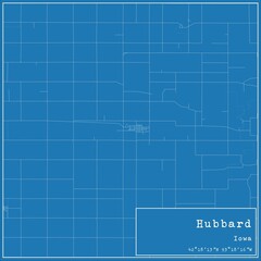 Blueprint US city map of Hubbard, Iowa.
