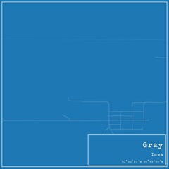 Blueprint US city map of Gray, Iowa.