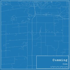 Blueprint US city map of Cumming, Iowa.