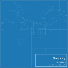 Blueprint US city map of Ramsay, Michigan.