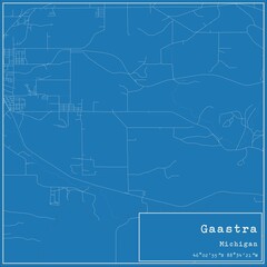 Blueprint US city map of Gaastra, Michigan.