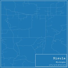 Blueprint US city map of Nisula, Michigan.
