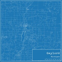 Fototapeta premium Blueprint US city map of Gaylord, Michigan.