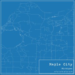 Blueprint US city map of Maple City, Michigan.