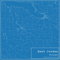 Blueprint US city map of East Jordan, Michigan.
