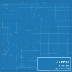 Blueprint US city map of Herron, Michigan.