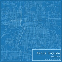 Blueprint US city map of Grand Rapids, Michigan.