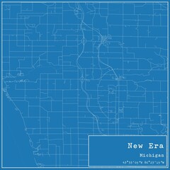 Blueprint US city map of New Era, Michigan.