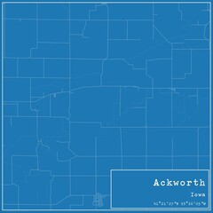 Blueprint US city map of Ackworth, Iowa.