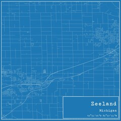 Blueprint US city map of Zeeland, Michigan.
