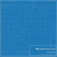Blueprint US city map of Walkerville, Michigan.