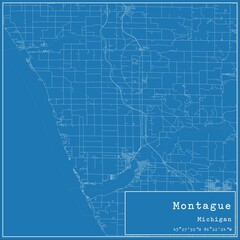 Blueprint US city map of Montague, Michigan.
