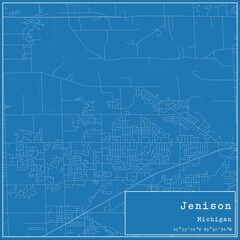 Blueprint US city map of Jenison, Michigan.