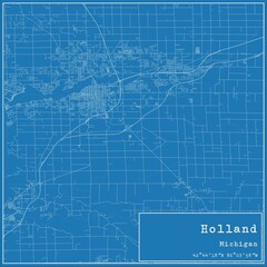 Blueprint US city map of Holland, Michigan.