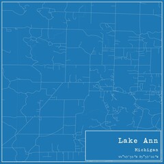 Blueprint US city map of Lake Ann, Michigan.