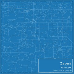 Blueprint US city map of Irons, Michigan.