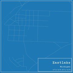Blueprint US city map of Eastlake, Michigan.