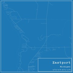Blueprint US city map of Eastport, Michigan.