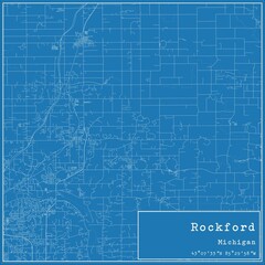Blueprint US city map of Rockford, Michigan. - obrazy, fototapety, plakaty