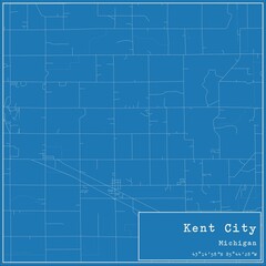 Blueprint US city map of Kent City, Michigan.