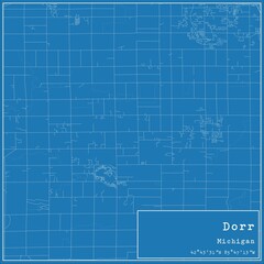 Blueprint US city map of Dorr, Michigan.