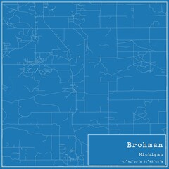 Blueprint US city map of Brohman, Michigan.