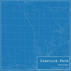 Blueprint US city map of Comstock Park, Michigan.