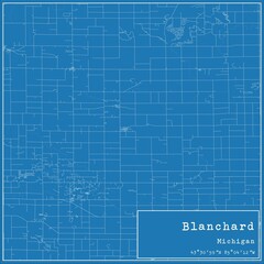 Blueprint US city map of Blanchard, Michigan.