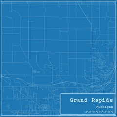 Fototapeta premium Blueprint US city map of Grand Rapids, Michigan.