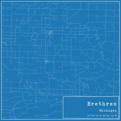 Blueprint US city map of Brethren, Michigan.