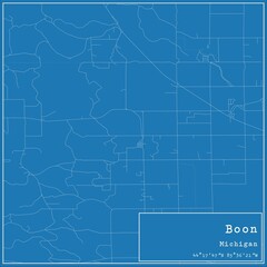 Blueprint US city map of Boon, Michigan.