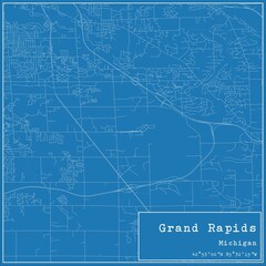 Blueprint US city map of Grand Rapids, Michigan.