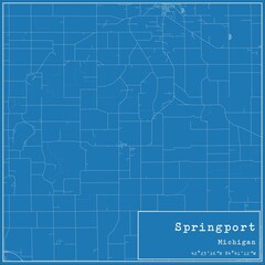 Blueprint US city map of Springport, Michigan.