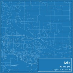 Blueprint US city map of Ada, Michigan. - obrazy, fototapety, plakaty