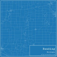 Blueprint US city map of Reading, Michigan.