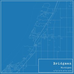 Blueprint US city map of Bridgman, Michigan.