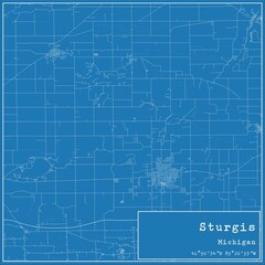 Blueprint US city map of Sturgis, Michigan.