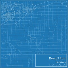 Blueprint US city map of Hamilton, Michigan.