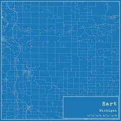 Blueprint US city map of Hart, Michigan.