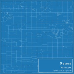 Blueprint US city map of Remus, Michigan.